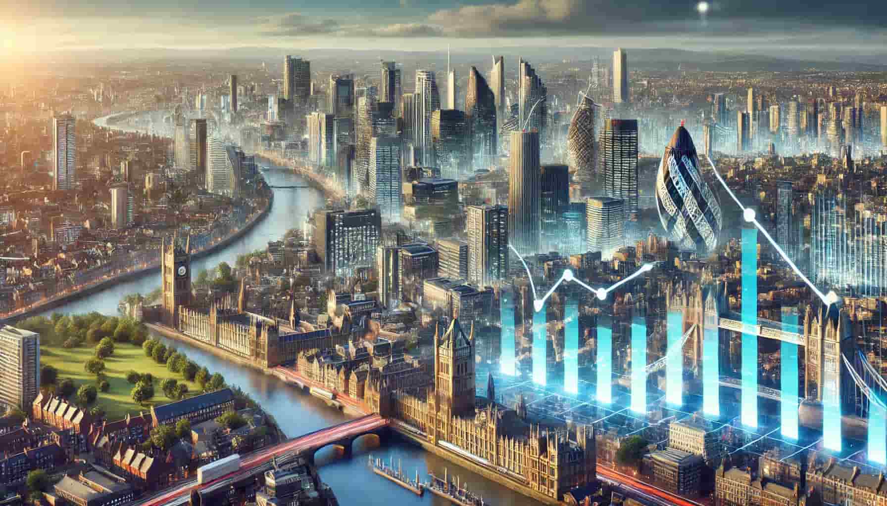 Top 10 Best UK Cities for Property Investment in 2025, showcasing iconic UK city skylines like London, Manchester, and Birmingham. The image features modern property developments, city landscapes, and investment property visuals. Growth graphs highlight the potential returns in each city, emphasizing the urban growth and investment opportunities in the UK's property market for 2025. The image highlights key factors such as property investment, real estate trends, and urban development in the UK